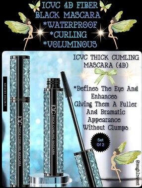 🆕️(2) 4D FIBER BLACK  MASCARA WATERPROOF, CURLING & VOLUMINOUS